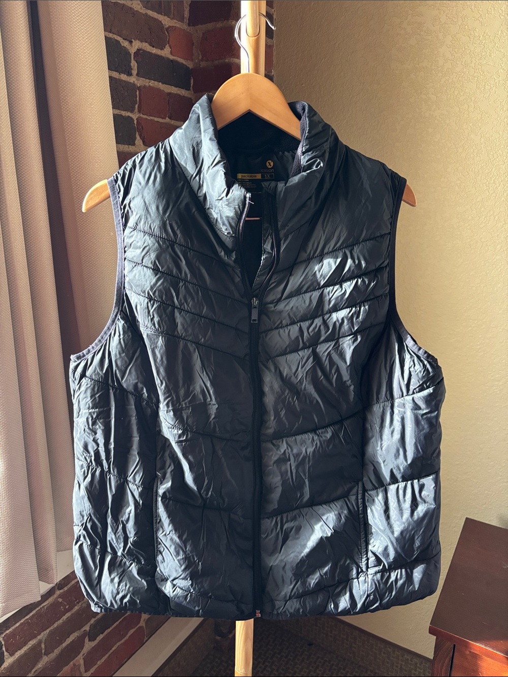 Xersion Black Quilted Puffer Vest for Women - Sleeveless Zip Front Size 1X